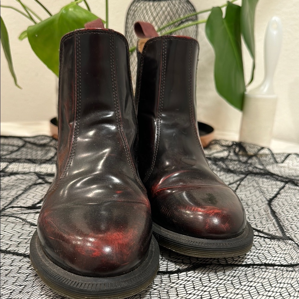 Dr. Martens Flora Arcadia Chelsea Boots, Cherry Red Sz 9
